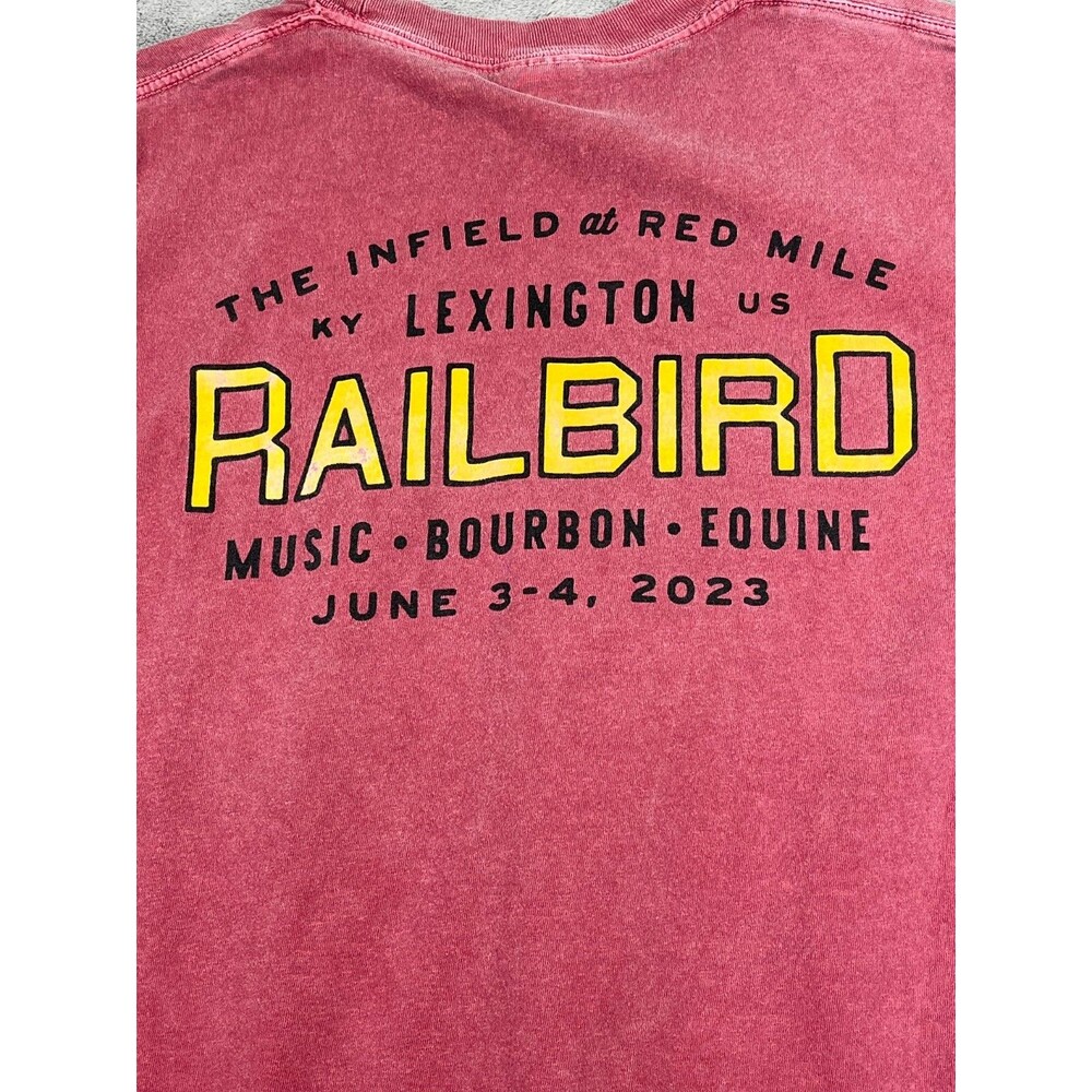 Railbird Music Festival TShirt 2023 Unisex Red Medium Pocket Comfort Colors KY - Picture 1 of 8